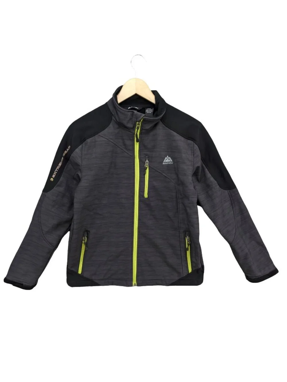 Snozu Extreme Gear Jacket Boys Black Grey Full Zip Fleece Lined Size L 14/16